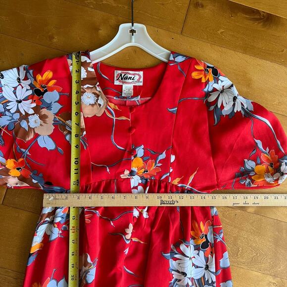 Vintage Nani Of Hawaii Maxi Hawaiian Dress 1970s Size 12 (small) Floral Red - Picture 11 of 11